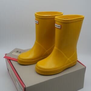 NEW Hunter Kids First Classic Rain Boots Gloss Yellow Little Kids Size 10  10C